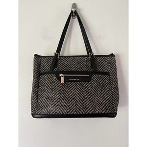 Spartina 449 Fabric Chevron Print Leather Linen Lined Shoudler Bag Womens Purse